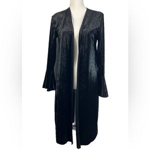 Wrangler Black Long Crushed Velvet Kimono Asymmetrical Sleeves Size Small